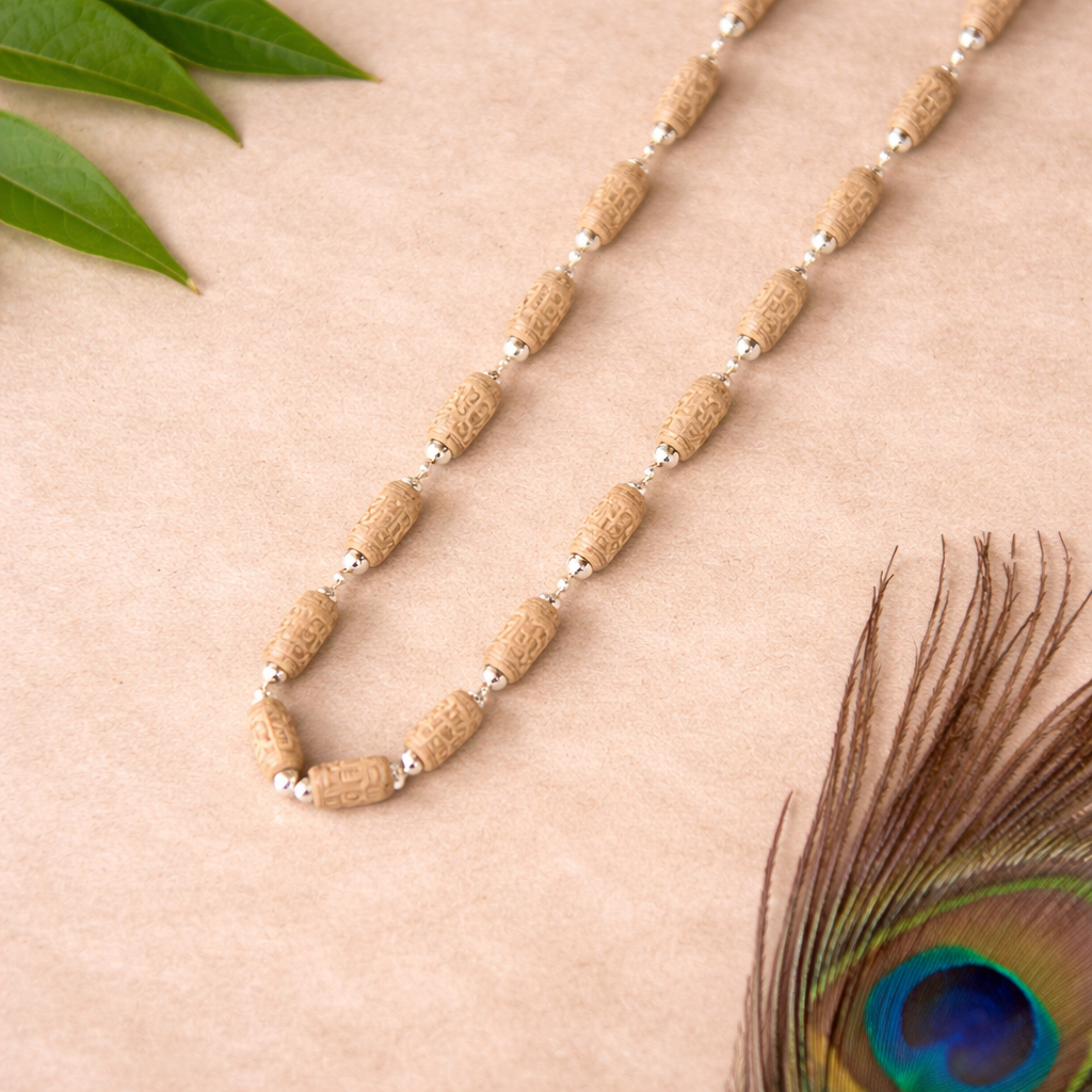 Silver Radhe Naam Tulsi Mala